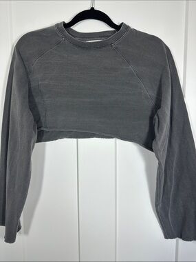 Joah Brown Cropped Sweatshirt in Charcoal Gray 024
